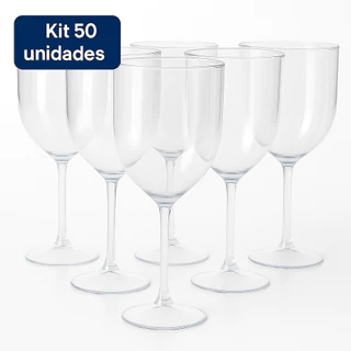 50 Taças Vinho Acrílico Cristal Resistente 330ml - ENVIO IMEDIADO E SEGURO