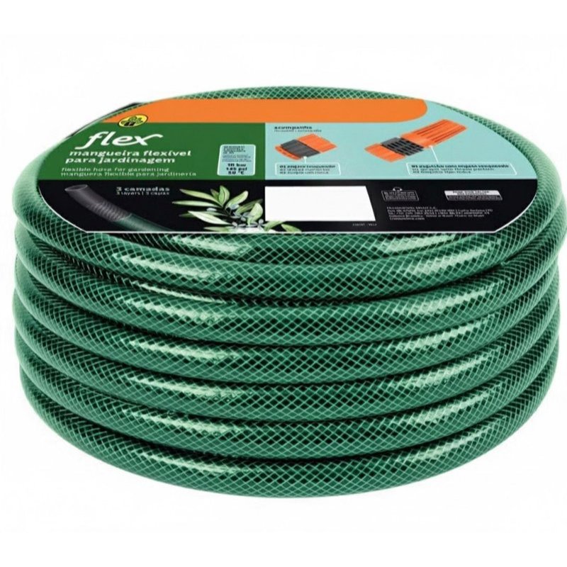 Mangueira Trançada Resistente e Flexível para Jardim - Verde 10m/15m/20m/30m/50 Metros