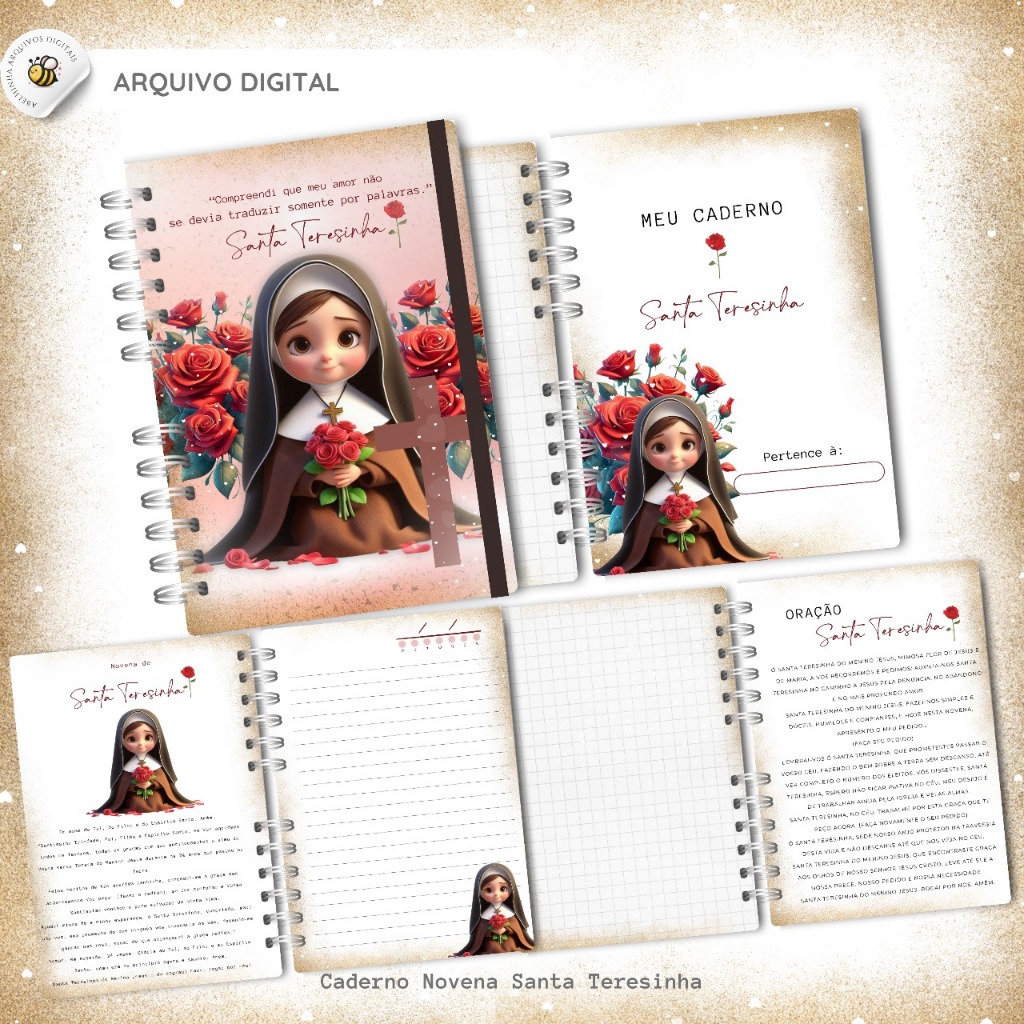 Caderno ou Bloco de Notas Católico Santa Teresinha