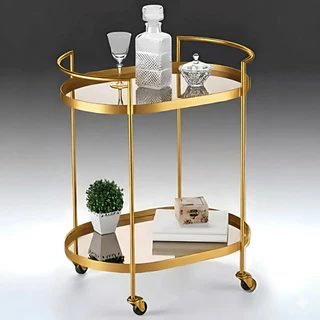 Carrinho Chá Bar Com Espelho Decorativo Oval Carrinho Bar Casa Sala Cozinha Hall em Oferta na Shopee