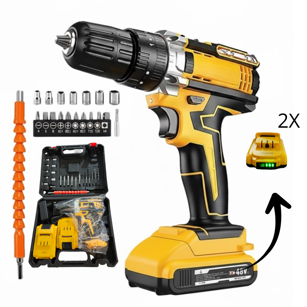 Parafusadeira Furadeira Sem Fio Bateria 48v com Baterias Com Maleta Completo