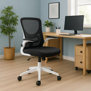 Cadeira Escritório Home Office Ergonômica Diretor Bytes Branca com Encosto Apoio Lombar e Braços