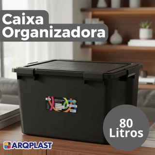Kit Jogo Com Até 4 Caixas Organizadoras 80 Litros Multiuso com 6 Travas Resistente Roupas Brinquedos em Oferta na Shopee
