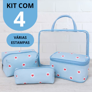 Kit Bolsas 4 peças Necessarie Organizadoras Para Maquiagem Viagem Mala e Passeio em Oferta na Shopee