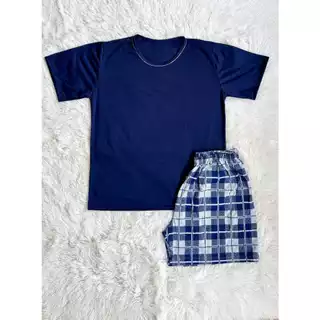 PIJAMA ADULTO/MASCULINO/MEIA MANGA LISO E SHORT ESTAMPADO em Oferta na Shopee