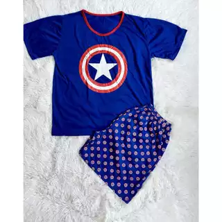 Pijama  Adulto Masculino  MEIA MANGA  / Super  Heróis/ Roupa de Dormir /Pijama Masculino Capitão A... em Oferta na Shopee