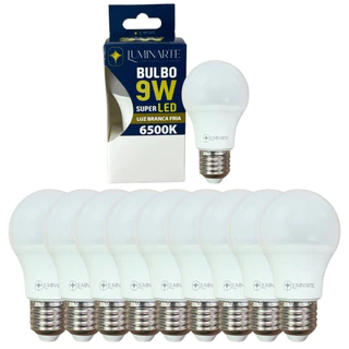Kit 10 Lâmpadas Led 9W Bulbo 6500k Branco Frio (LUZ BRANCA) E27 Bivolt Inmetro Econômica - Luminarte