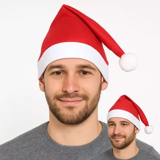 Kit 12 Gorro Papai Noel Natal Veludo Poliéster Touca Festa Natalina Para Crianças e Adultos