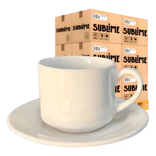 10 Xícara Sublimação 180ml Oxford Porcelana Empilhável Hotel - Não acompanha Pires