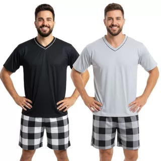 Pijama Masculino Adulto Short e Camisa Xadrex / Pijama Inverno Masculino / Pijama Xadrez em Oferta na Shopee