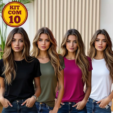 Kit 3, 5,10 blusas femininas t-shirt em malha canelada premium - malha quentinha