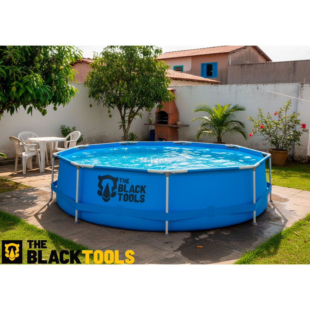 Piscina Estruturada Redonda Pvc Resistente Azul 6500 Litros