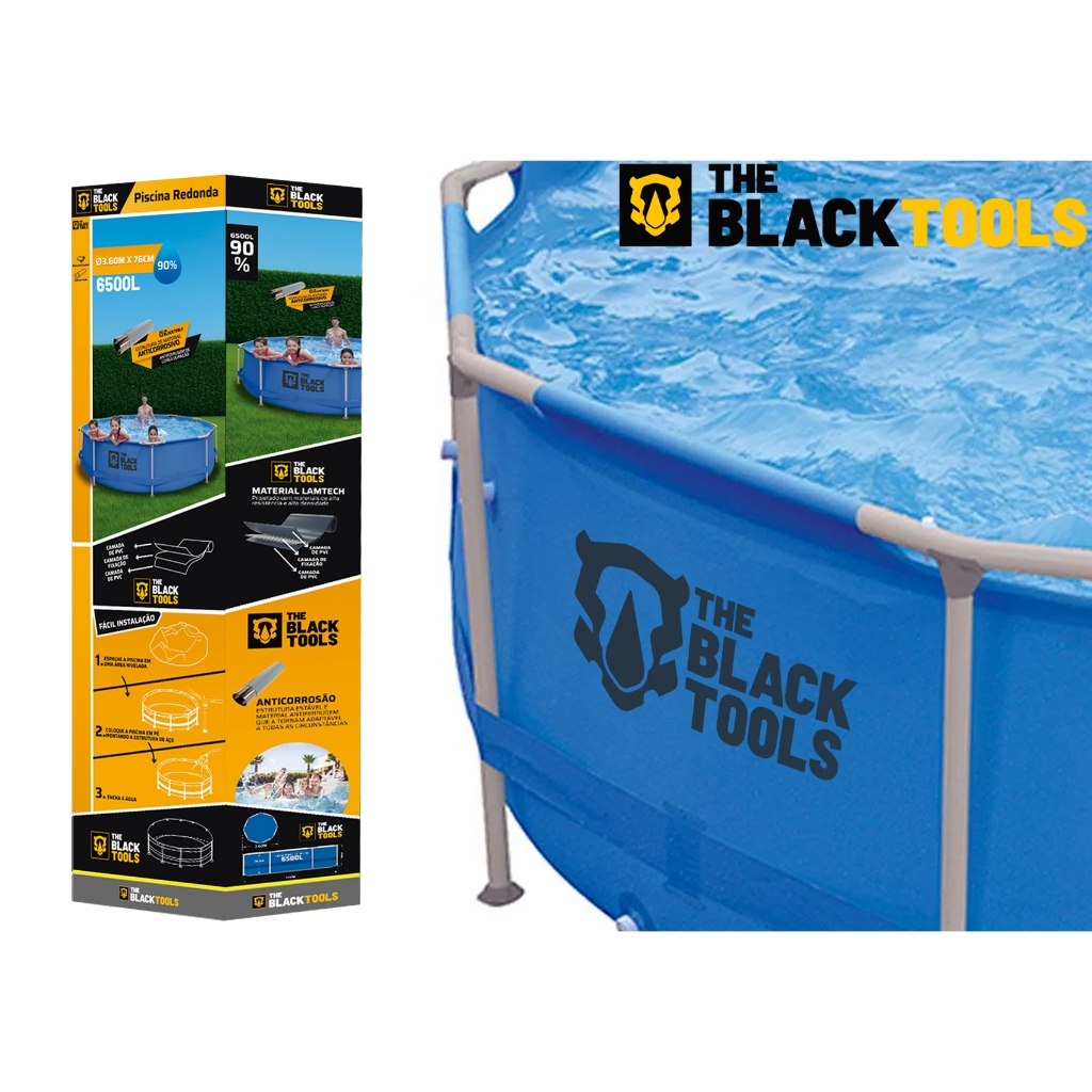 Piscina Estruturada Redonda Pvc Resistente Azul 6500 Litros