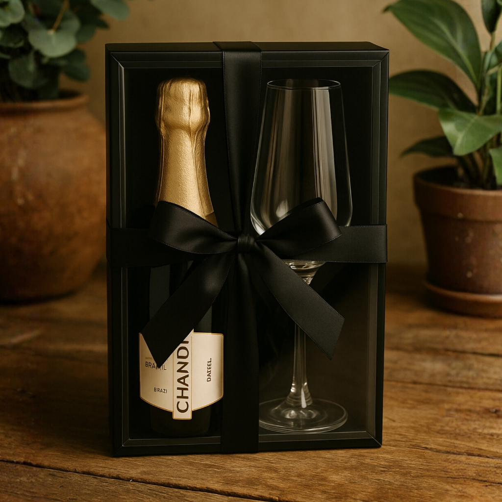 Kit Brinde Presente Chandon Baby Brut 187ml Com Taça Premium