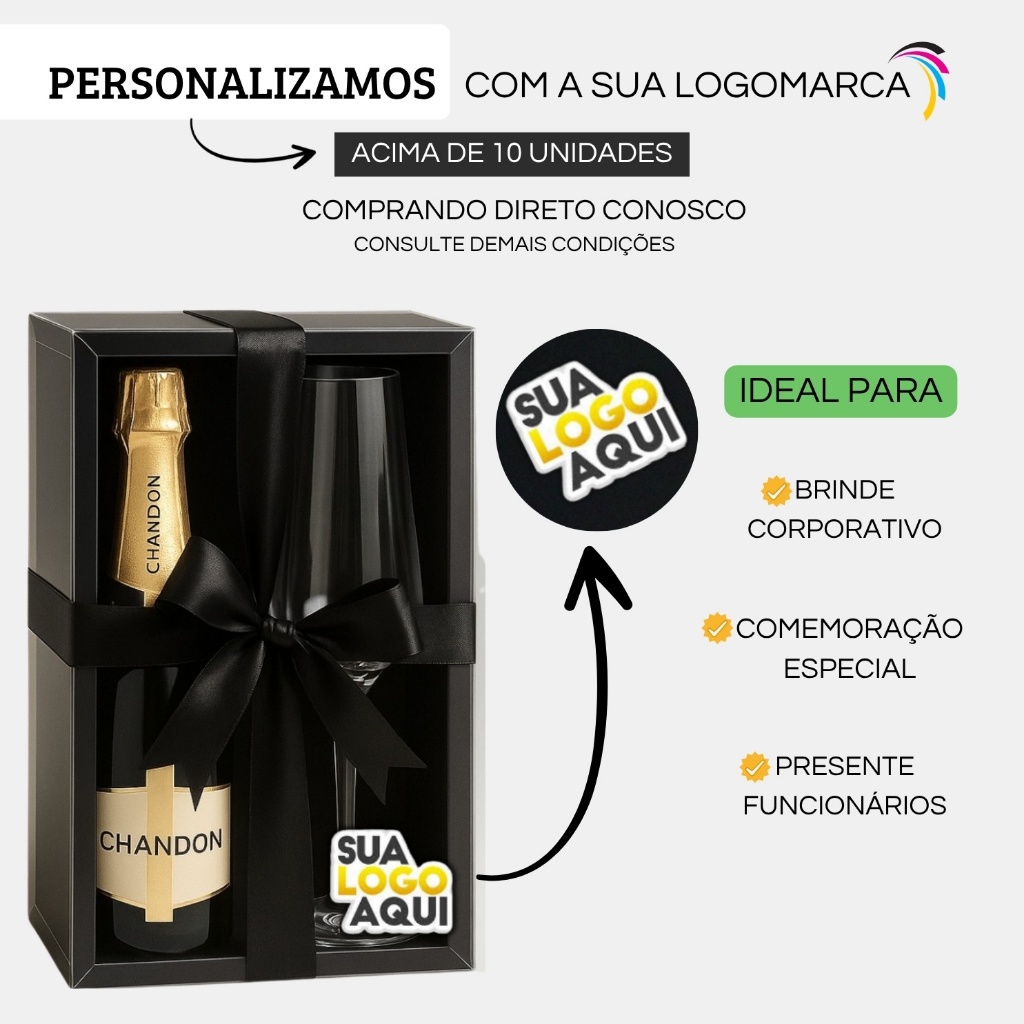 Kit Brinde Presente Chandon Baby Brut 187ml Com Taça Premium