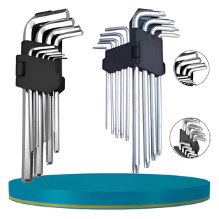 Jogo de Chave Torque Torx + Allen com 18 Peças T10 até T50 Profissional