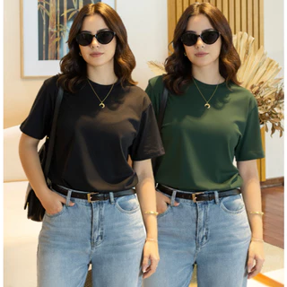 Kit 2 T-shirt Feminina Camiseta Sem Estampa 100% Algodão Vária Cores Blusinha em Promoção em Oferta na Shopee