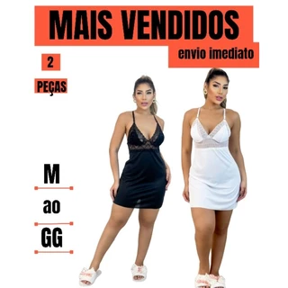 KIT COM 02 CAMISOLA FEMININA PIJAMA SENSAÇÃO LUXO CONFORTÁVEL