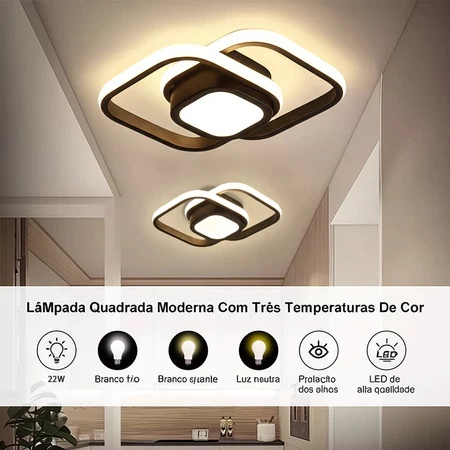 24W Luminária De Teto LED Moderna Com 3 Cores Variáveis Para Sala De Estar, Quarto E Corredor