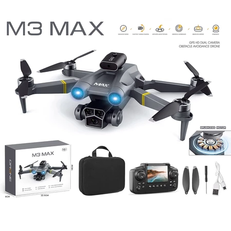 2025 Novo Drone M3max Com Tela Fotografia Aérea Câmera Dupla Dobrável Quadcopter Motor Sem Escovas