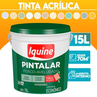 Tinta acrílica interna 15L Economica Iquine Paredes Secagem Rapida Litros Cores Parede áreas