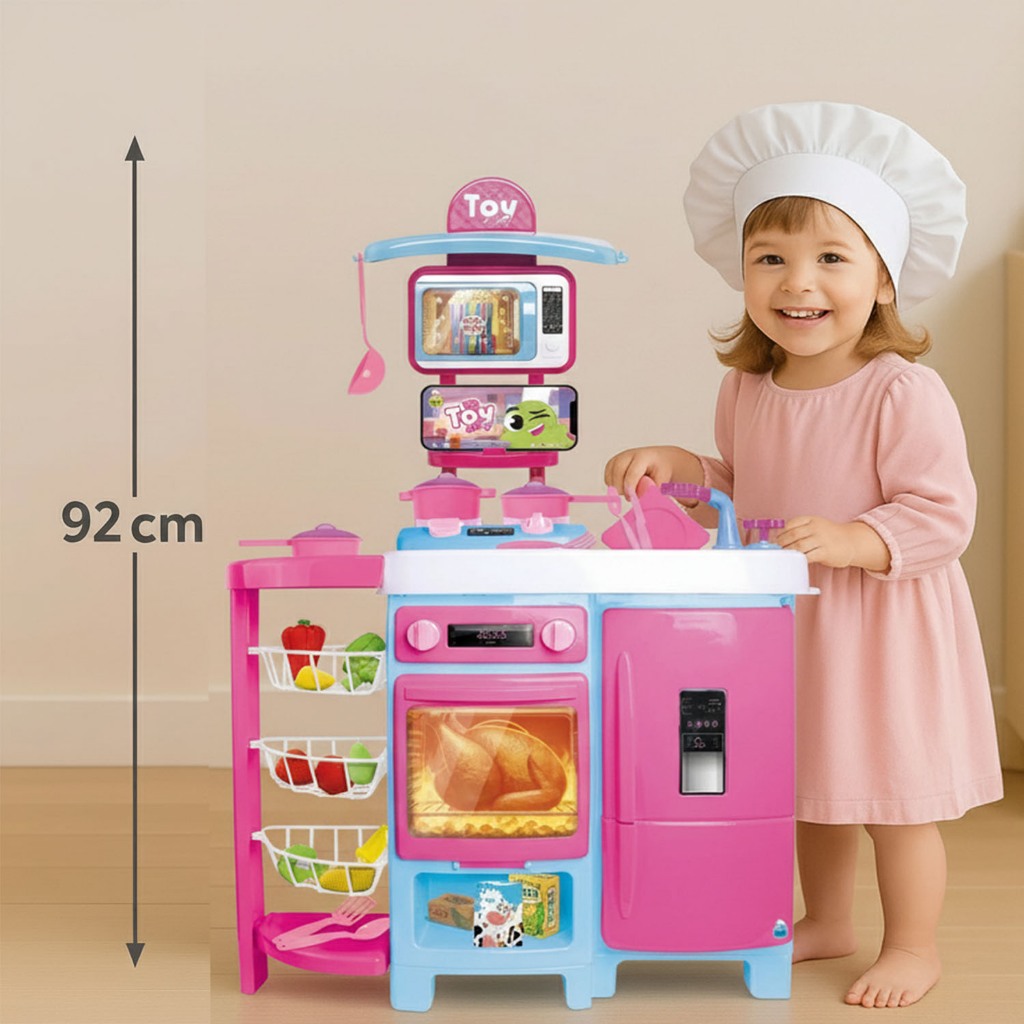Mega Cozinha Infantil Completa 92cm C/ Acessórios Geladeira Forno