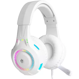 Fone De Ouvido Headset Gamer Profissional Branco Led RGB PC USB P2/P3 Celular Vídeogame Xbox PS4 PS5
