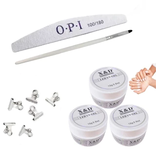 KIT 3 Gel 15g X&D Original C/Anvisa + 6 Presilhas + Lixa Boomerang + Pincel Para Unha Gel Fibra em Oferta na Shopee
