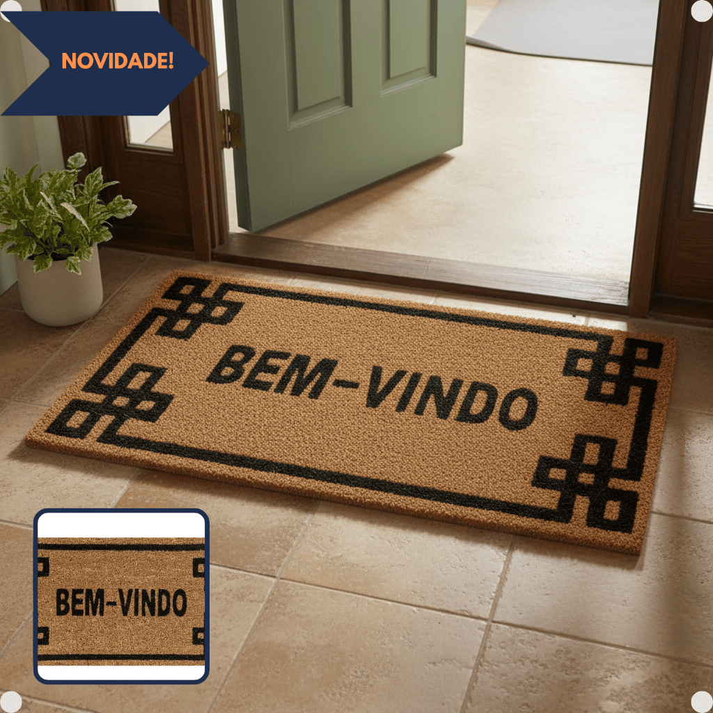 Tapete Capacho Fibra de Coco Natural 60x33cm Antiderrapante - Porta ...