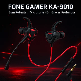 Fone Gamer KA-9010 Com Microfone Som Potente, Graves Profundos Design Esportivo Fone para Jogos