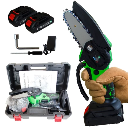 Mini Motosserra Elétrica Sem Fio Portátil Bivolt 110v/220v 4 Polegadas 2 Baterias e Maleta Hagra