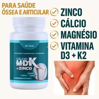 Magnésio + Cálcio Vitamina e Zinco Vitamina D3 2.000 UI e K2 - MDK + ZINCO Comp - Bio Vittas em Oferta na Shopee