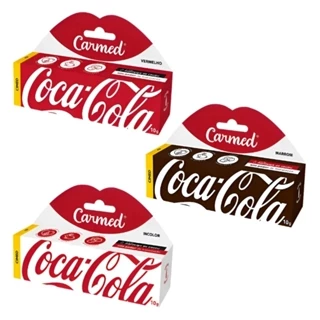 Kit 3 Unidades Hidratante Labial Carmed Coca-Cola 10g (Vermelho, Marrom e Incolor) em Oferta na Shopee