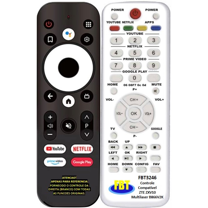 Controle Remoto Compatível ZTE ZXV10 Multilaser B866V2K FBT3246