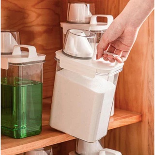 Pote Armazenador Multiuso Hermético com Copo Medidor e Trava Para Sabão em Pó, Líquido, Amaciante em Oferta na Shopee