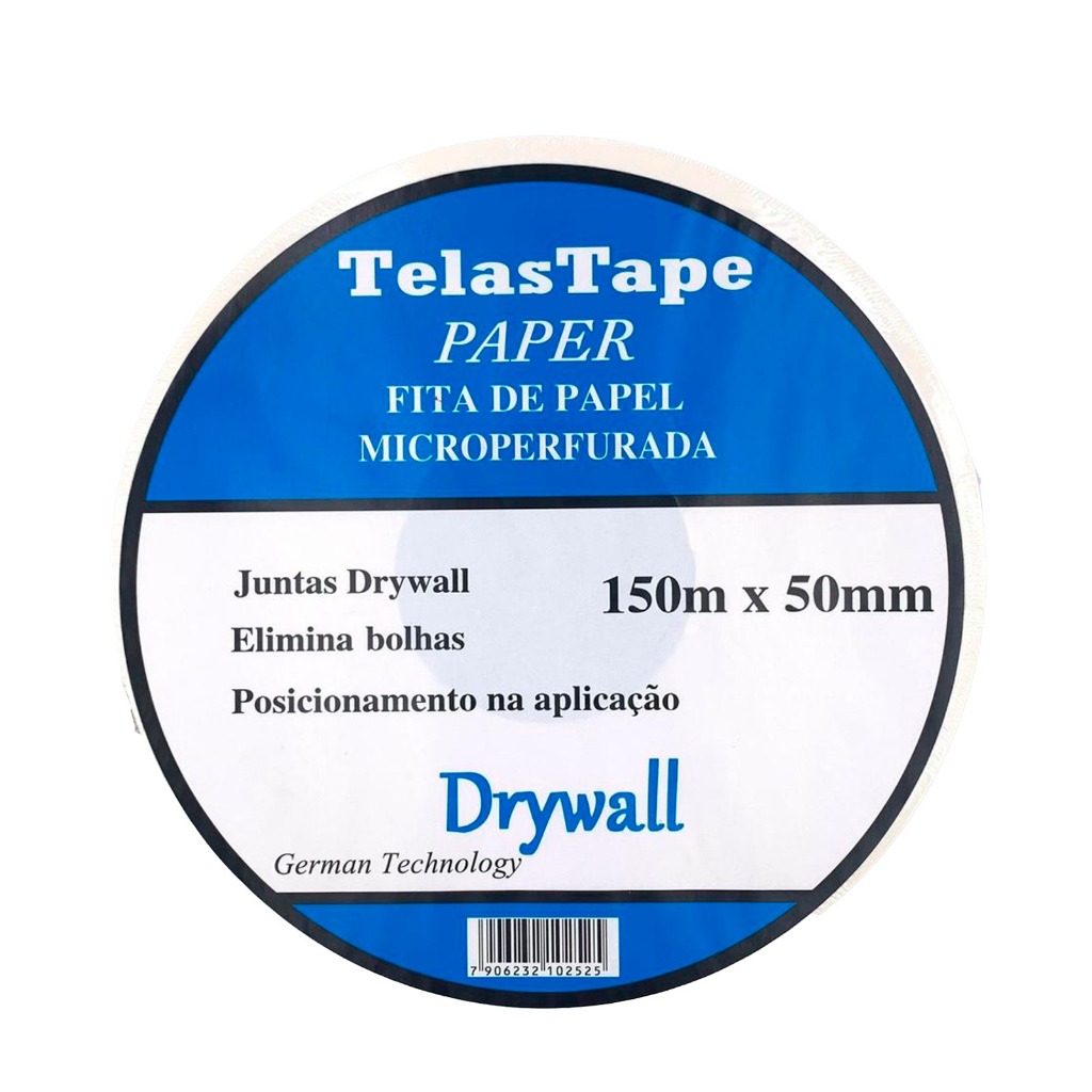 Fita de Papel Microperfurada para Drywall TelasTape 150m x 50mm ...