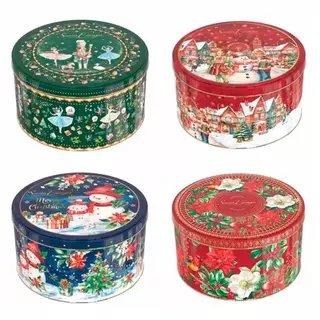 Kit 6 Latas Colecionáveis Mini Biscoitos Amanteigados Natal 150g - Santa Edwiges