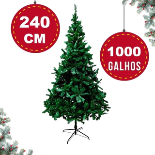 Árvore de Natal 2,40m 1000 Galhos Verde Luxo Tradicional
