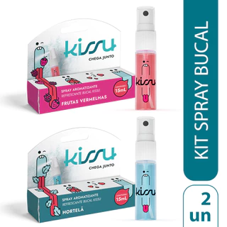 Kissu Spray Bucal 15ml - Kit com 2 (Frutas Vermelhas + Hortelã) em Oferta na Shopee
