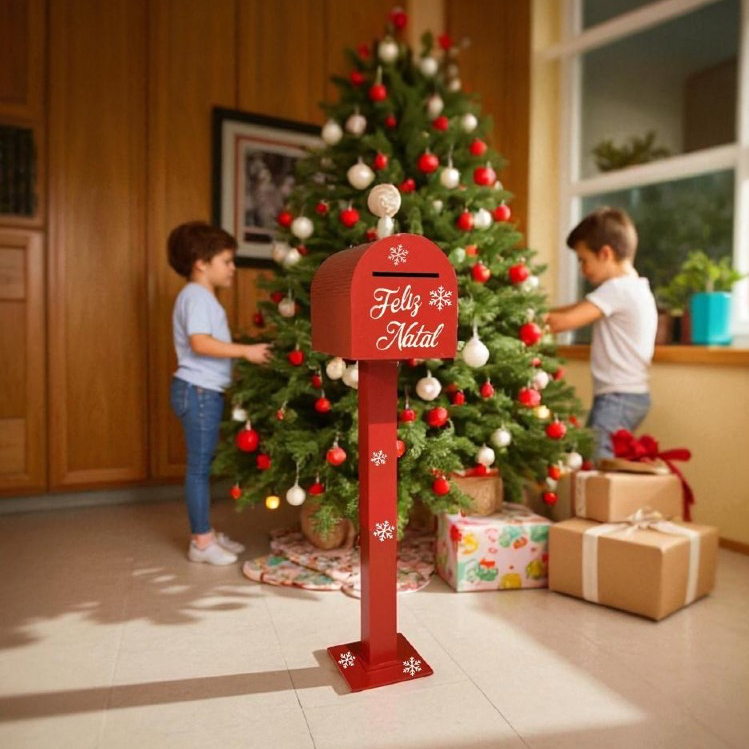 Enfeites De Natal Caixa De Correio Papai Noel MDF Com Pé De Chão ...