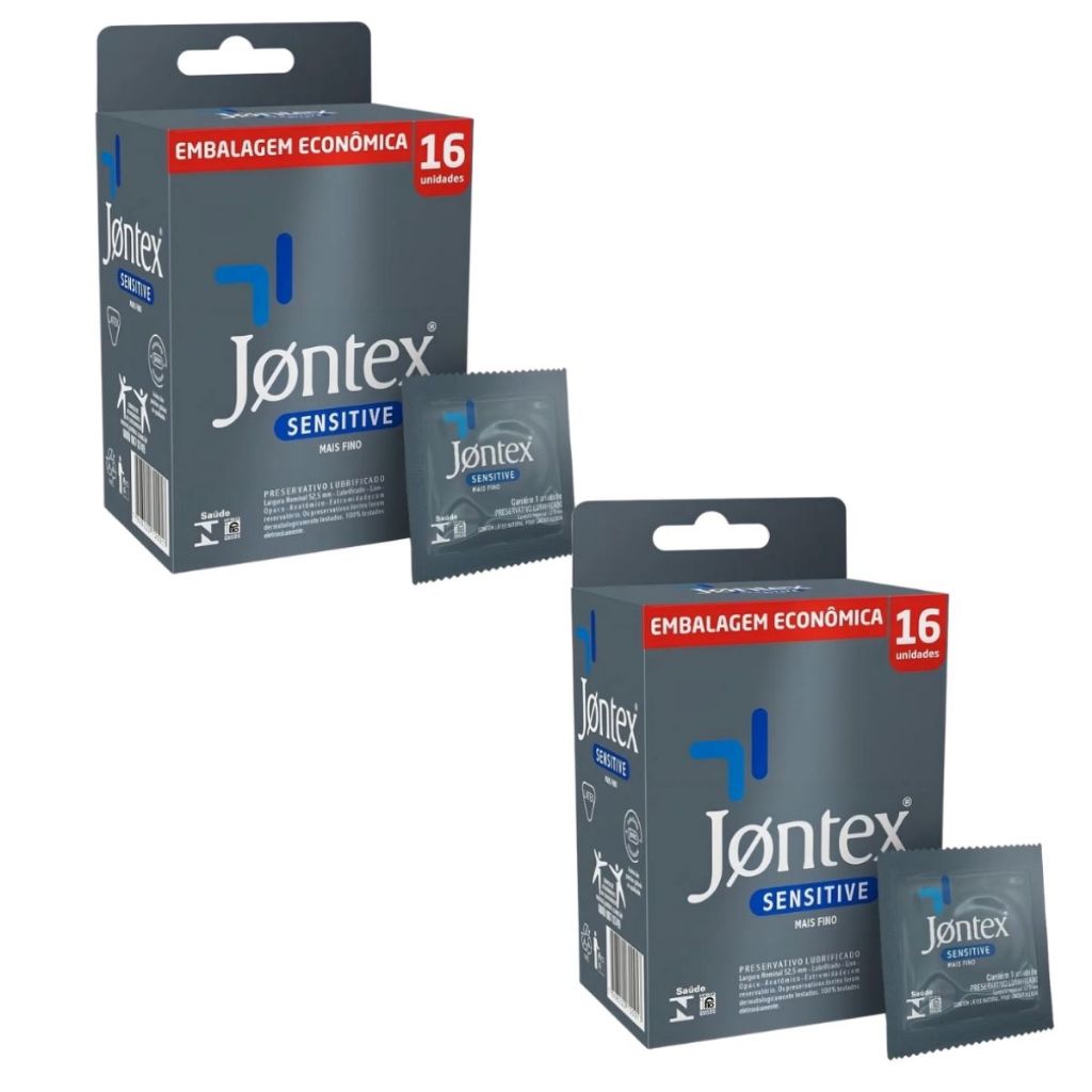 Kit 2 Preservativo Sensitive C/16 Unidades - Jontex | Shopee Brasil