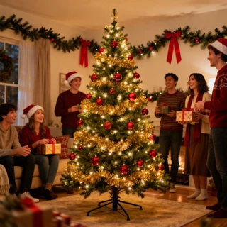 Árvore Pinheiro Natal Verde Cheia 720 Galhos Base Pé Metal Resistente Decoração Festival Natalina