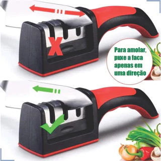 Afiador Amolador De Facas E Tesouras 3 Em 1 Profissional Top Preto sua faca como nova sem esforço em Oferta na Shopee