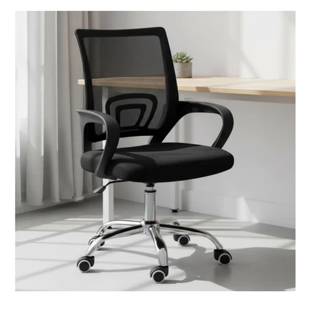 Cadeira ergonômica preta mesh tipo presidente perfeita para escritório e home office