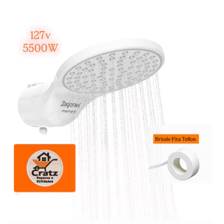 Chuveiro Ducha Moment 127V Zagonel 4 Temperat. Branco Banheiro Elegante Resistente Relaxante Moderno