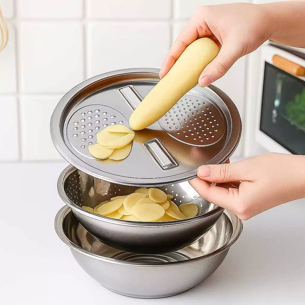 Tigela 3 em 1 Ralador Escorredor