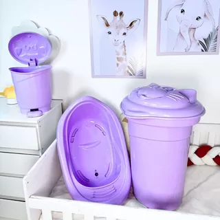 Conjunto banheiro do bebê- Cesto 36l lixeira 8l e banheira 22l em Oferta na Shopee
