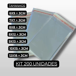 Saco Adesivado Transparente Kit Com 200 Saquinho Adesivo Embalagem em Oferta na Shopee