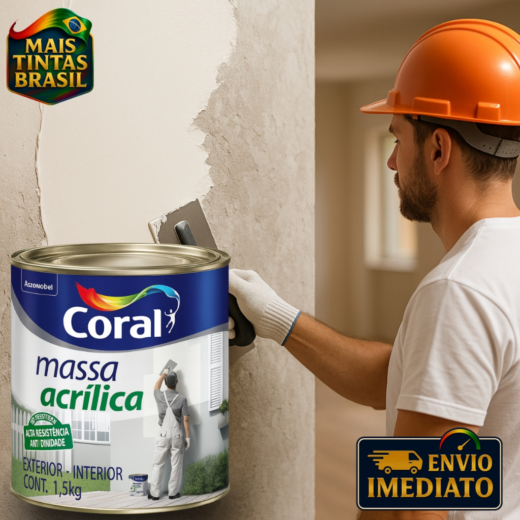 Massa Acrílica Coral Branca Para Parede interna e externa 1,5kg ...