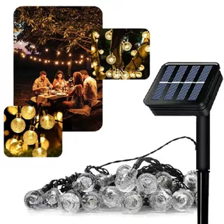 Pisca Pisca Varal Lâmpadas Solar 50 Led Enfeites de Natal 10m Cordão Luzes Externo Decoração Bolinha Iluminação